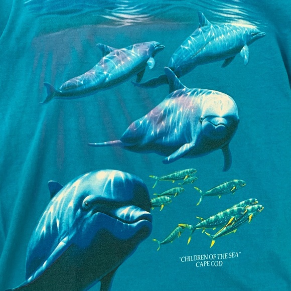 Vintage 90s single stitch dolphin tee - size M! - Picture 2 of 6